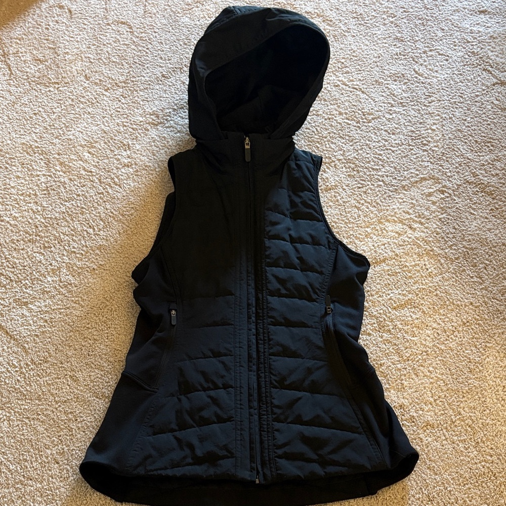 lululemon athletica Black Hooded Vest. Another Mile Vest Black